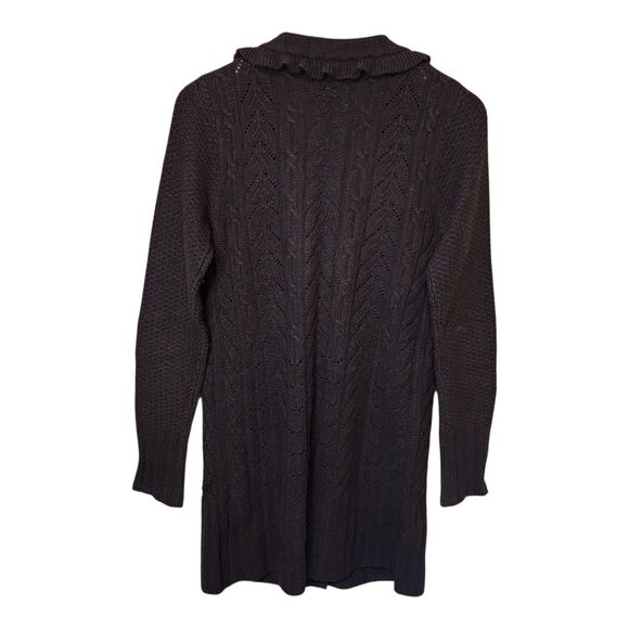 Y2k Juicy Couture Cardigan Sweater Wool Cashmere Cable Knit Ruffle Button Medium - Picture 7 of 11